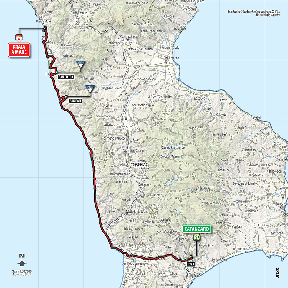 planimetria quarta tappa Catanzaro Praia a Mare